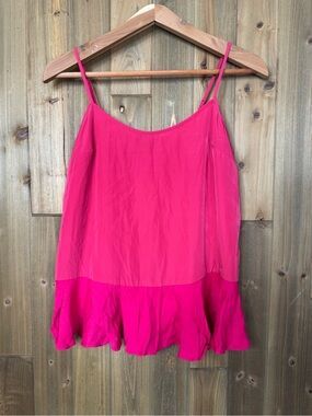 Women’s Armani Exchange Hot Pink Ruffled Slip Tank Top